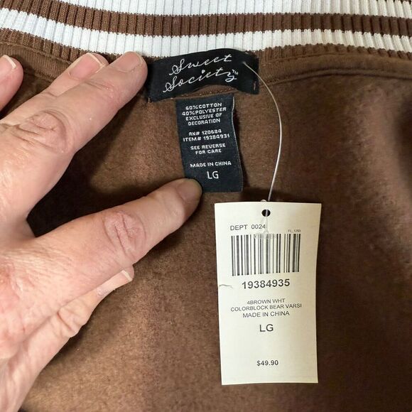 Hot Topic Sweet Society Teddy Bear Desserts Girls Varsity Jacket Sz Large NWT - Picture 7 of 11